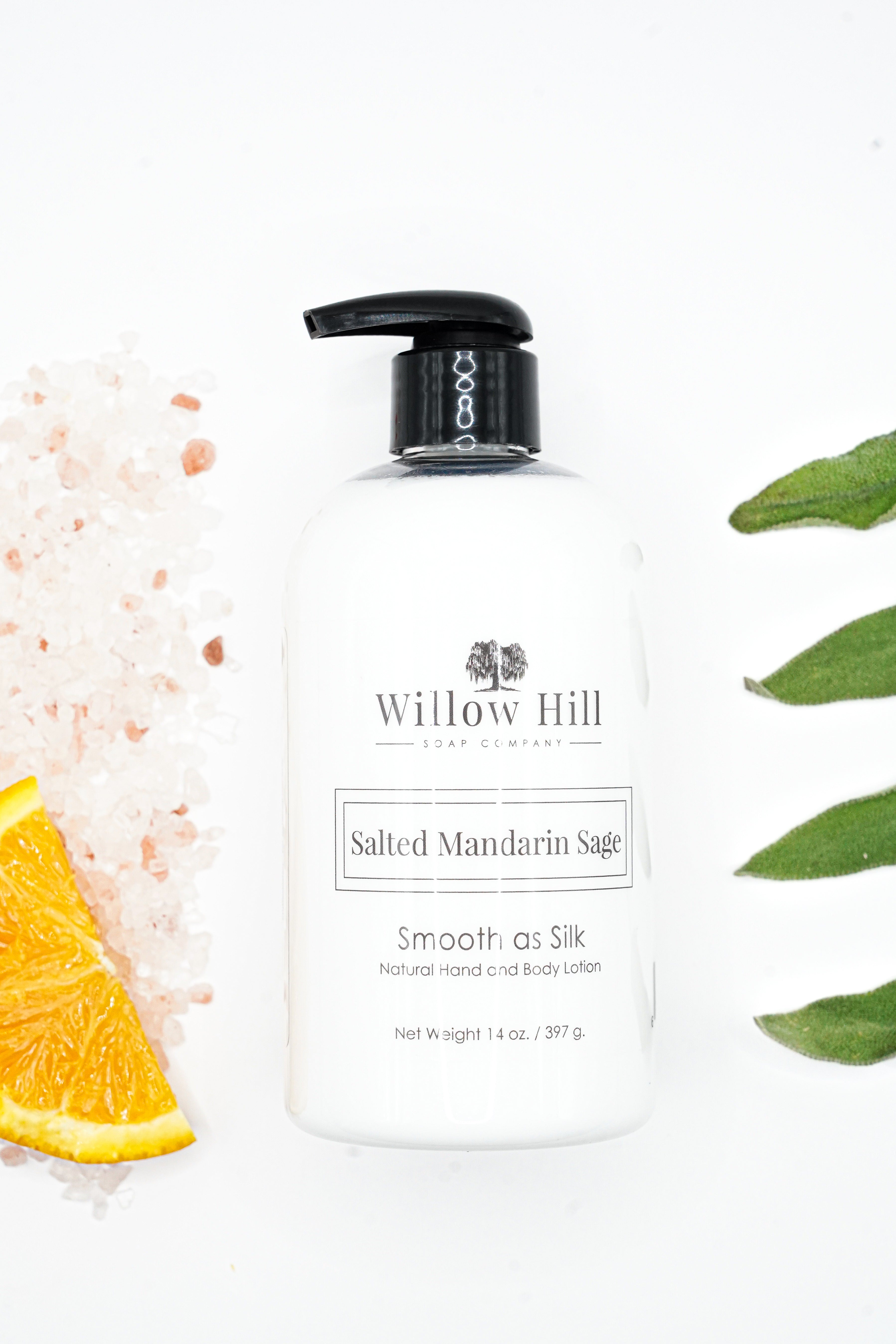 Salted Mandarin Sage Smooth as Silk Lotion – Willow Hill Soap Company