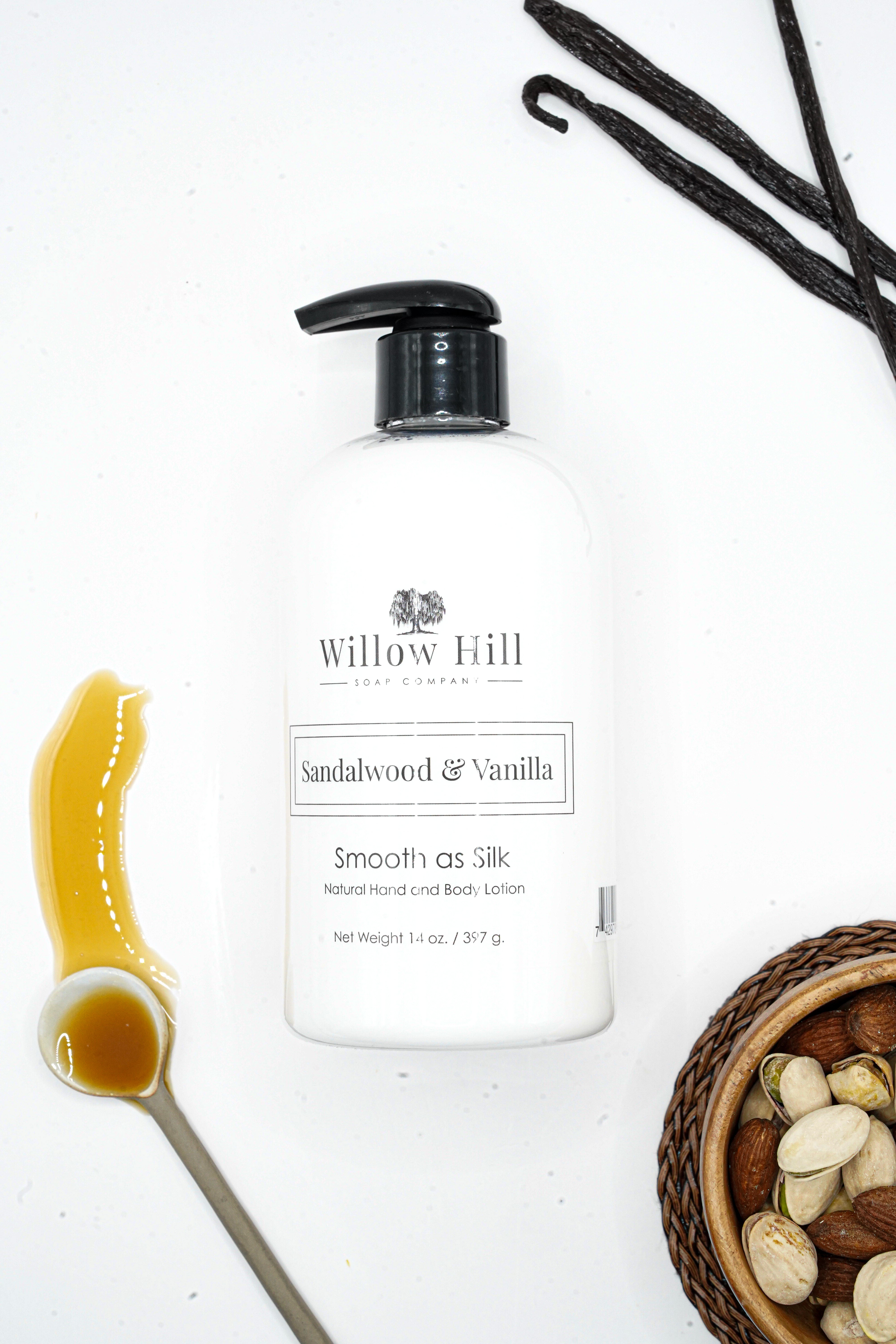 Sandalwood & Vanilla Smooth as Silk Lotion – Willow Hill Soap Company