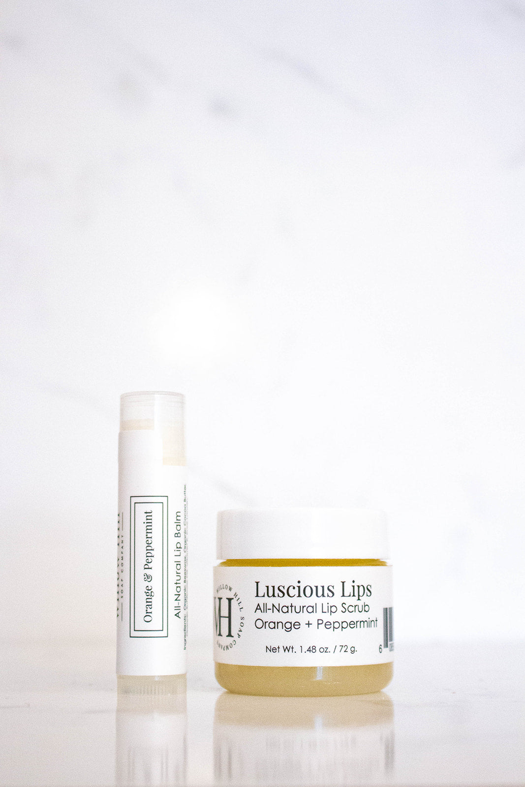 Willow Hill Soap Company Orange and Peppermint lip balm and lip scrub